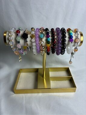 Multi-Color Glass Beaded Bracelets With & Without Charms Stretch New Without Tag